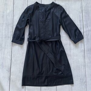 Theory Belted Button Detail Black Shimmer Dress Size 8